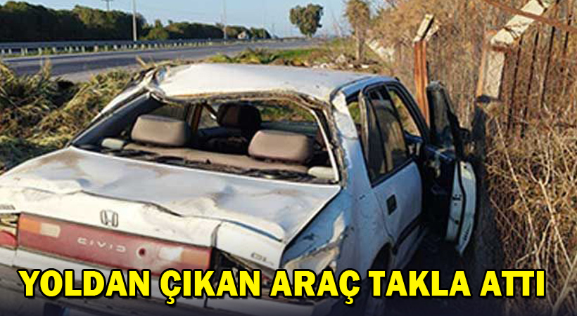 Yoldan Çıkan Araç Takla Attı