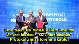 Cumhurbaşkanı Ersin Tatar, KKTC ve Türkiye Cumhuriyeti arasında imzalanan “KKTC Fiber Dönüşüm” protokolü imza törenine katıldı.