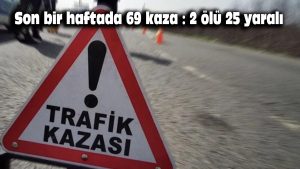 Son bir haftada 69 kaza: 2 ölü, 25 yaralı